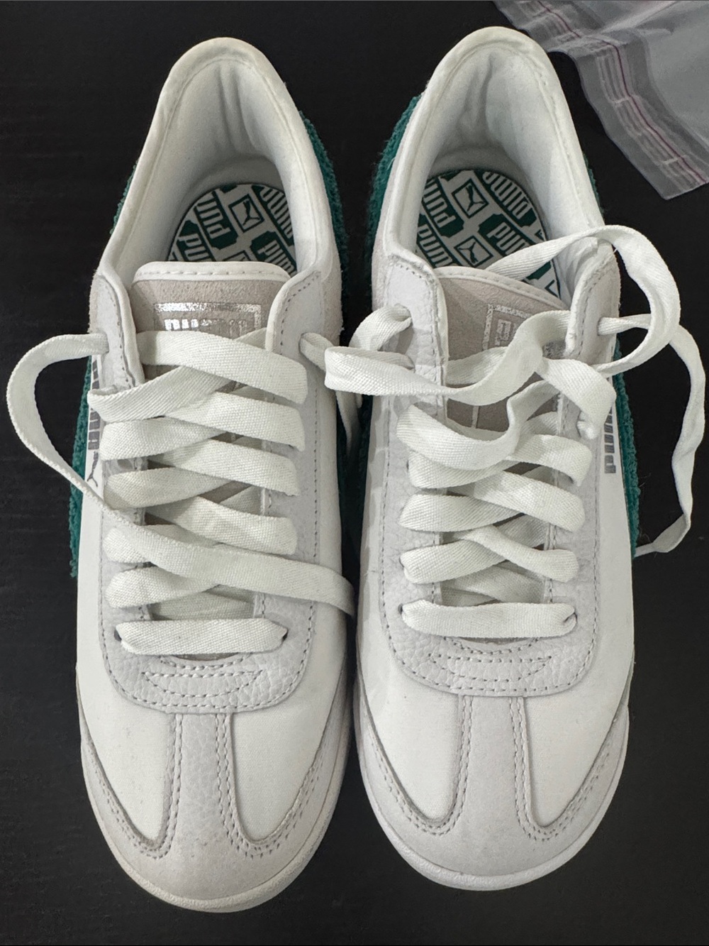 Puma Women White Sneakers with Teal Suede Panels